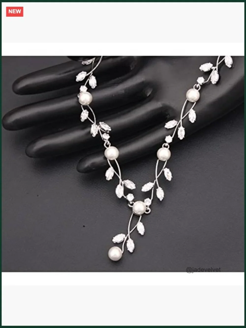Austrian Crystal Pearl Floral Necklace & Earring Set